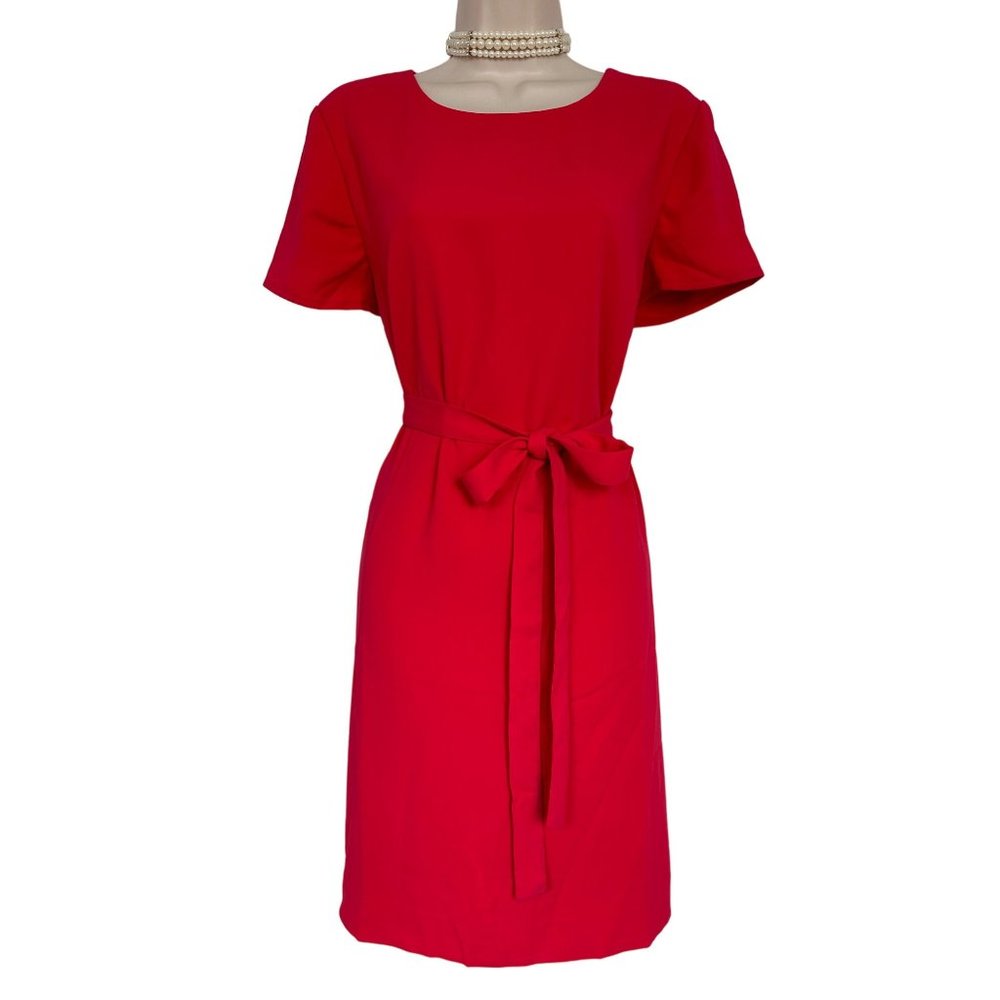 🔥FLASH SALE! ❤️ J.CREW RED SHORT SLEEVE DRESS W/TIE 💃🏼 SZ 12